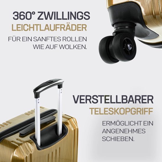 FERGÉ Set van 3 hardshell koffers Marseille - Handbagage 55 cm - Reiskoffer L en XL - 4 wielen - 100% ABS, zilver., Kofferset FERGÉ Set van 3 hardshell koffers Marseille - Handbagage 55 cm - Reiskoffer L en XL - 4 wielen - 100% ABS, zilver., Kofferset