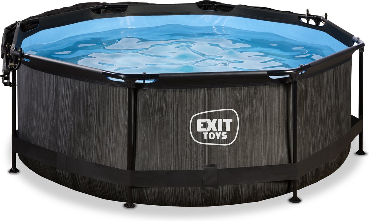 EXIT Zwembad Frame Pool - Black Wood Limited Edition - 244x76 cm
