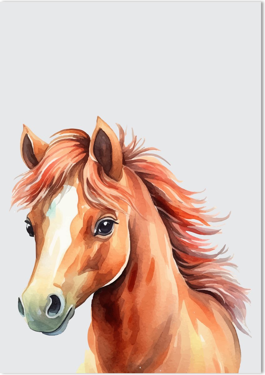Pony Poster 70 x 50 cm - Poster Kinderkamer - Dierenposter - Babykamer decoratie