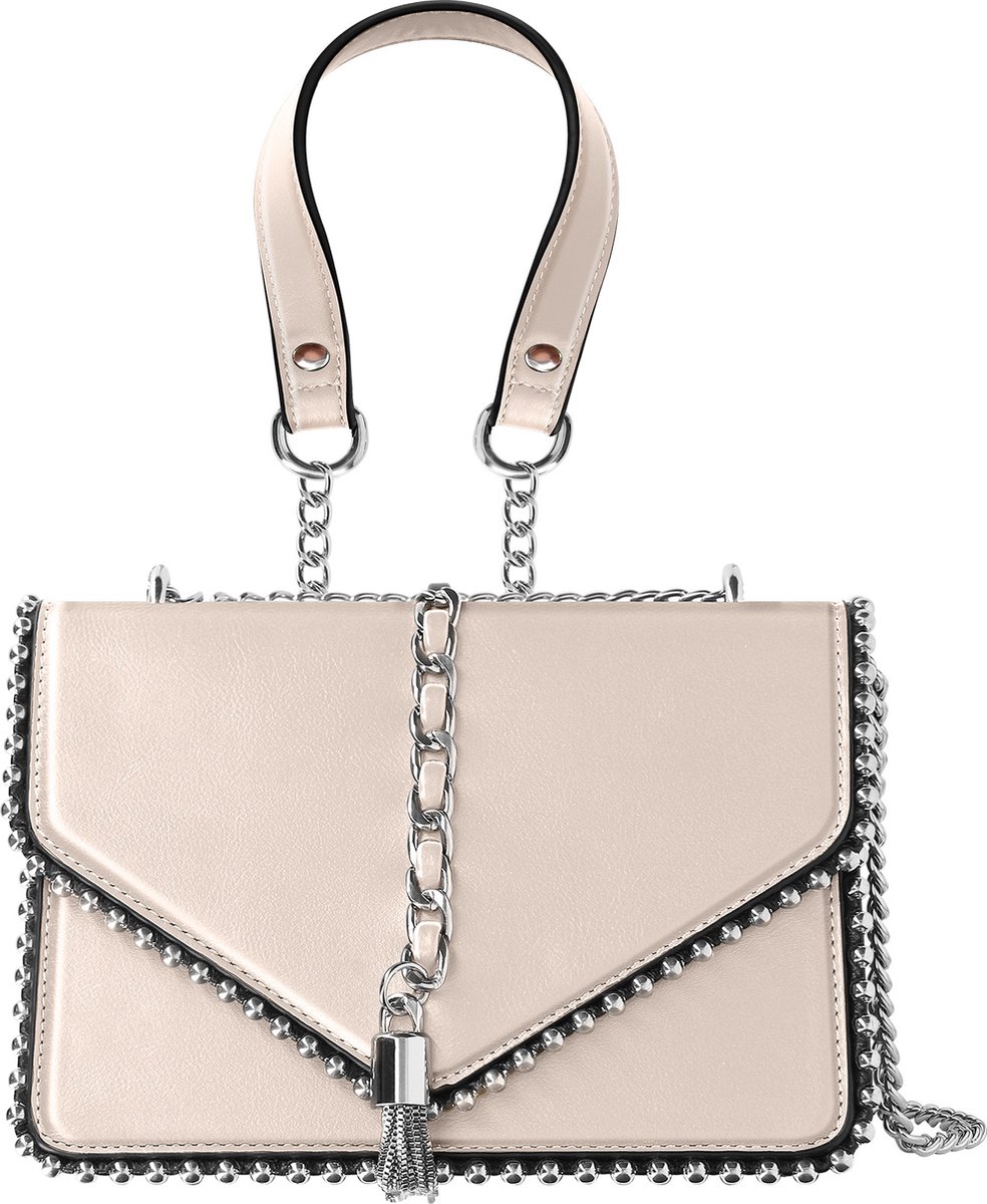 Alta Moda, Handtas met metalen kettinghandvat, Beige