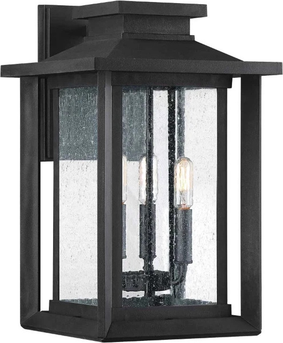 Quoizel LED Wand Buitenlamp Wakefield | 3X E14 Max 40W | IP44 | Dimbaar | Earth Black