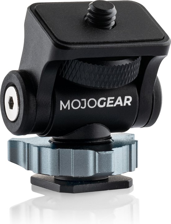 Foto: Mojogear mount met cold shoe voor lamp monitor microfoon 360 graden draaibaar en 180 graden kantelbaar monitor mount microfoon mount light mount tilt head voor camera en statief metaal zwart