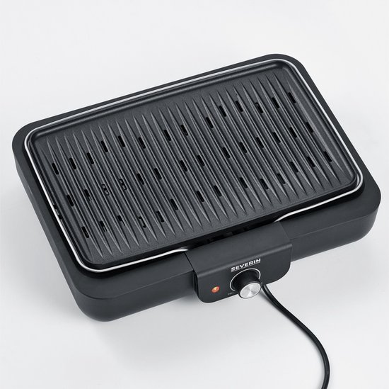 Severin PG 8556 - Electrische Tafel BBQ Grill - 2300 W - 230 °C - Geribbelde grillplaat - Zwart Roestvrijstaal van Severin — afbeelding 3