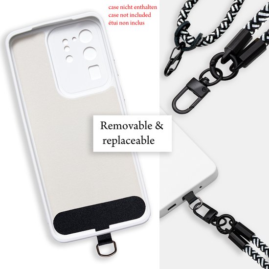 Chaîne de téléphone portable Cadorabo pour Honor 70 en NOIR - BLANC - Étui pour téléphone portable avec cordon de sangle réglable à accrocher autour du cou