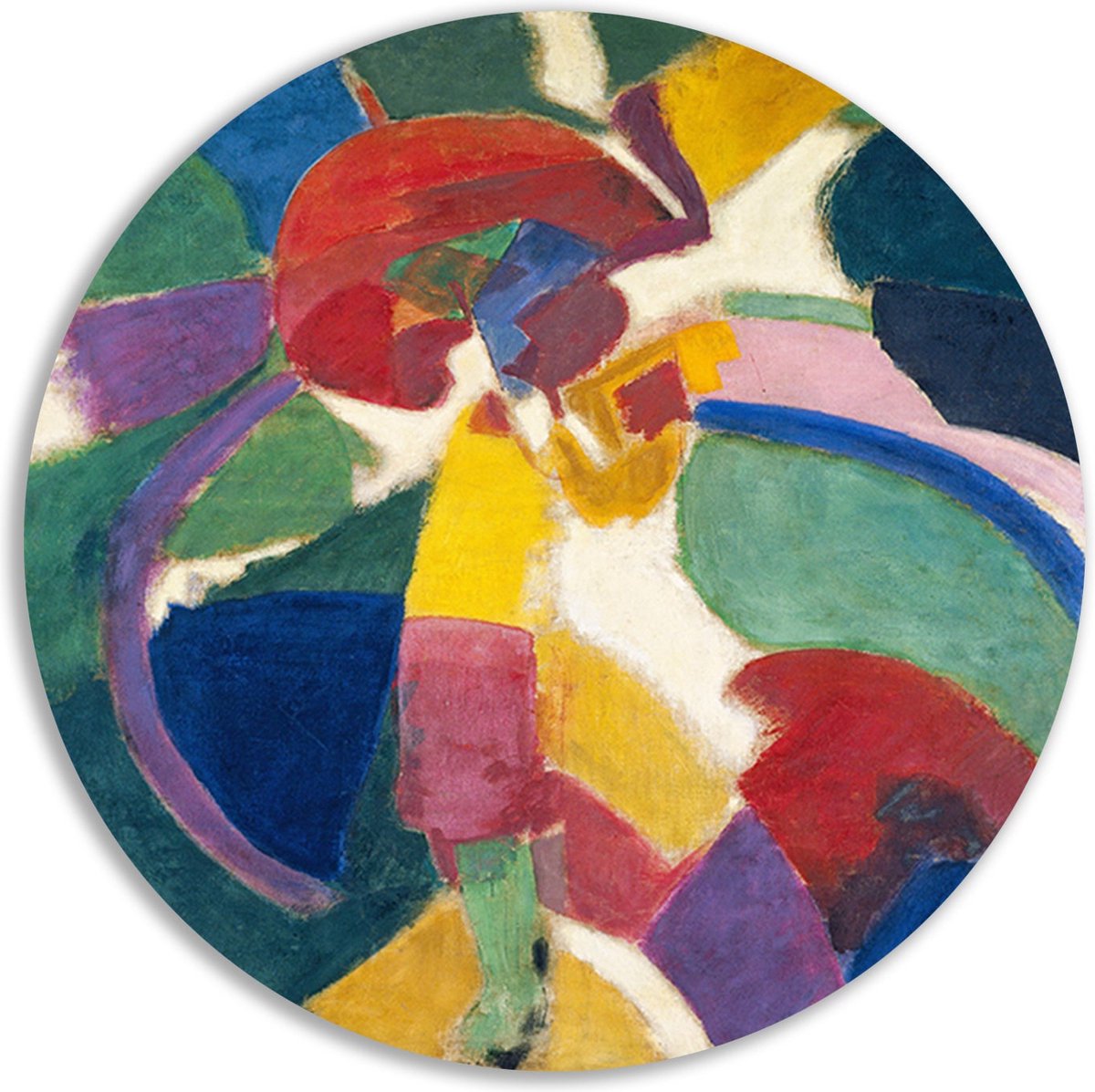 Vrouw met een parasol - Robert Delaunay schilderij rond - Dame wandschaal - Schilderij ron