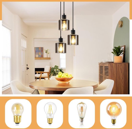 E27 glazen hanglamp 5-vlam eetkamerlamp modern 150CM