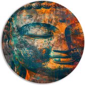 Boeddha muurcirkels - Beeld muurdecoratie rond - Wandcirkels Kleur - Schilderijen industrieel - Muurcirkels - Wanddecoratie muurcirkel aluminium 90x90 cm