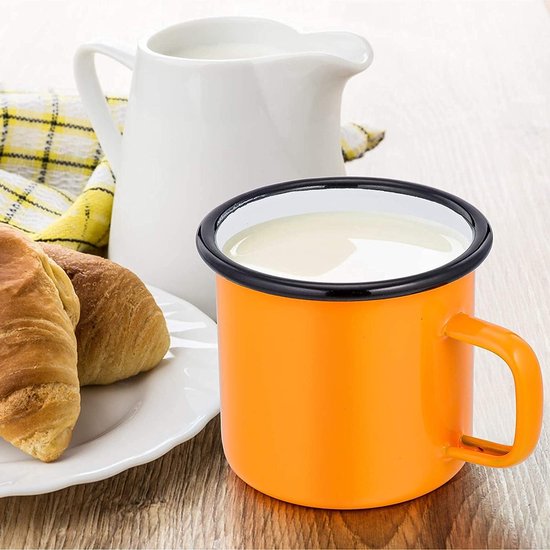 Set van 6 Emaille Koffiekopjes - 350 ml, Kleurvariaties voor Thuis, Camping, en Feesten — afbeelding 3