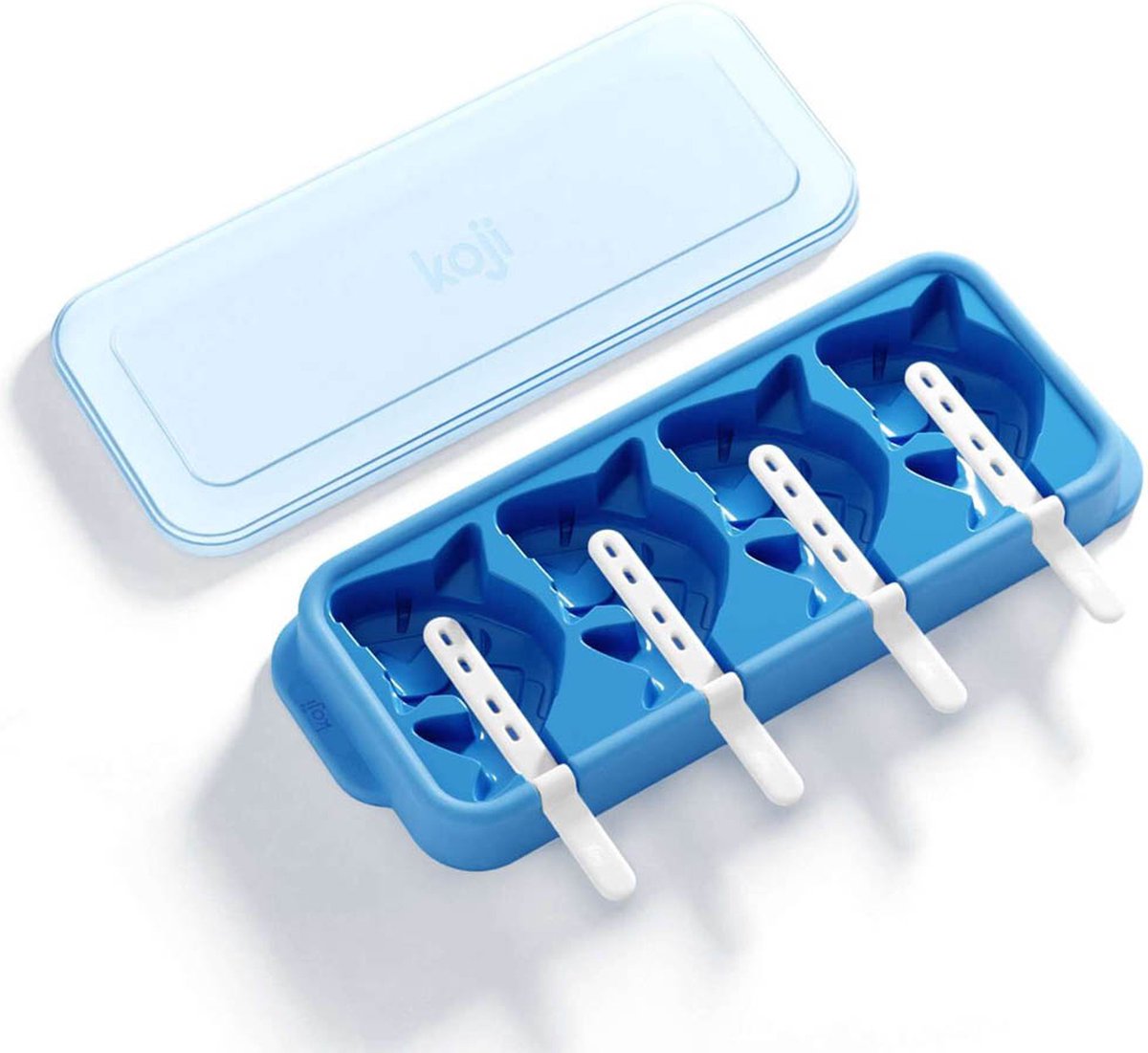 IJslolly Vorm, Ice Pop Set, voor 4 IJsjes, Haai, Blauw, BPA vrij, Polypropyleen - Koji by ZOKU