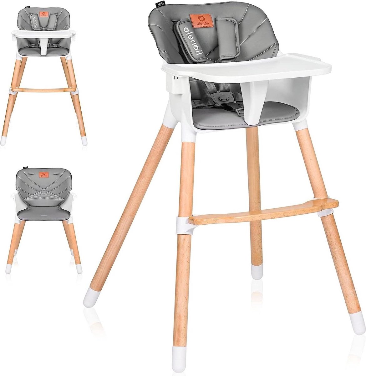 Image of 2in1 kinderstoel reduceerkussen 15-30kg Duurzame constructie 5-Puntsgordels Veiligheidsgordels Hoogteverstelling Voetsteun Verstelbaar dienblad