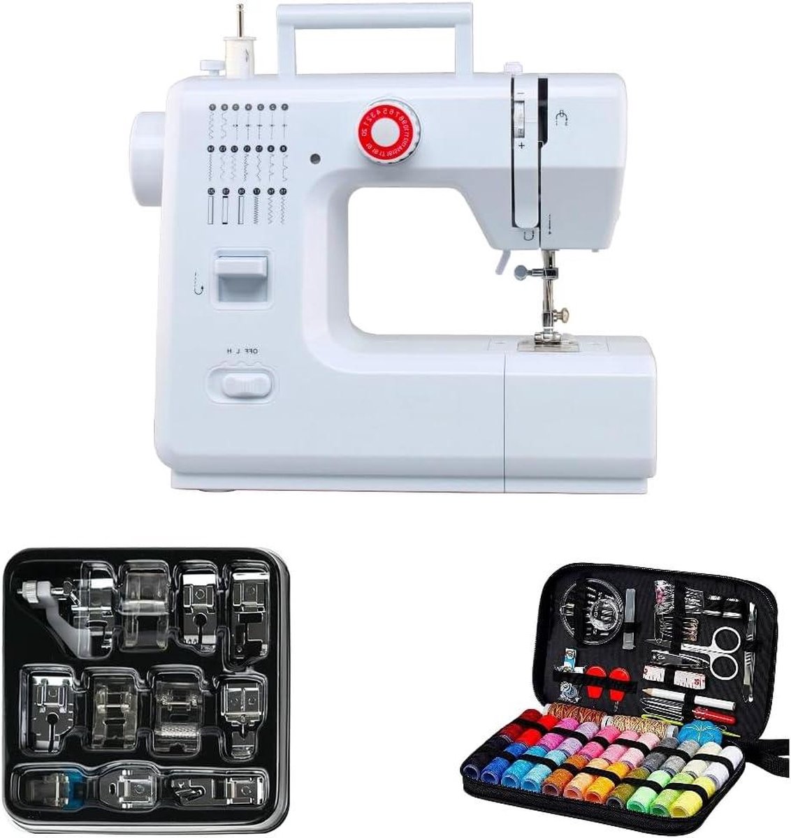 Naaimachine 20 steken mini-naaimachine voor beginners met voetpedaal - multifunctioneel - elektrisch - huishoudnaaimachine - inclusief naaiset - 11 stuks naaivoetjes
