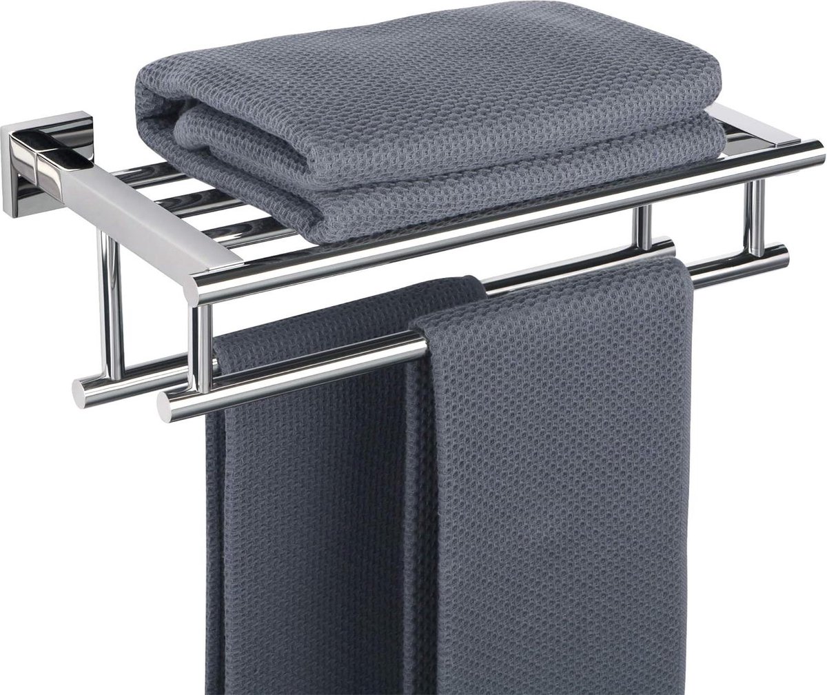 40CM Dubbele Handdoekplank Wandmontage voor Badkamer - SUS304 Roestvrij Staal - Gepolijst EGZ8040-C