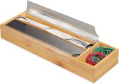 Bol.com Rollenhouder lade - aluminiumfolie - vershoudfolie - bamboe - rvs - HBD 5.5x39.5x13 cm - natuur aanbieding