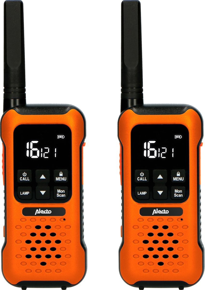 Alecto Portofoon FR300OE - Walkie Talkie met bereik tot 10 km - Waterdicht - Set van 2 stuks - Noodpakket -Oranje