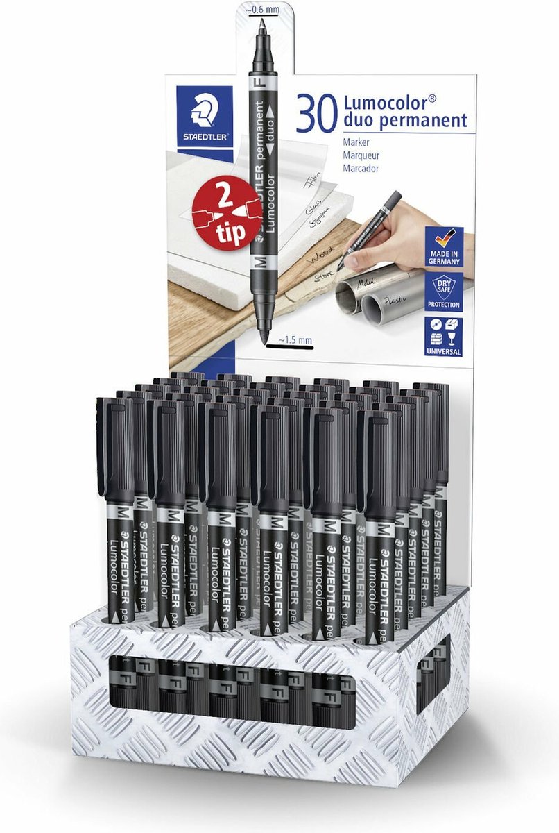 Toonbankdisplay bevat 30 stuks geassorteerde kleuren
