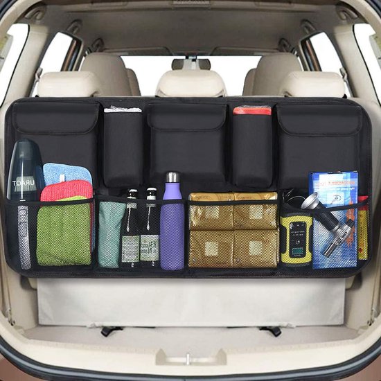 LITZEE Auto Kofferbak Organizer – Met Klittenband En Netvakken, Waterdicht, Universeel Voor SUV, Bus En Bestelwagen