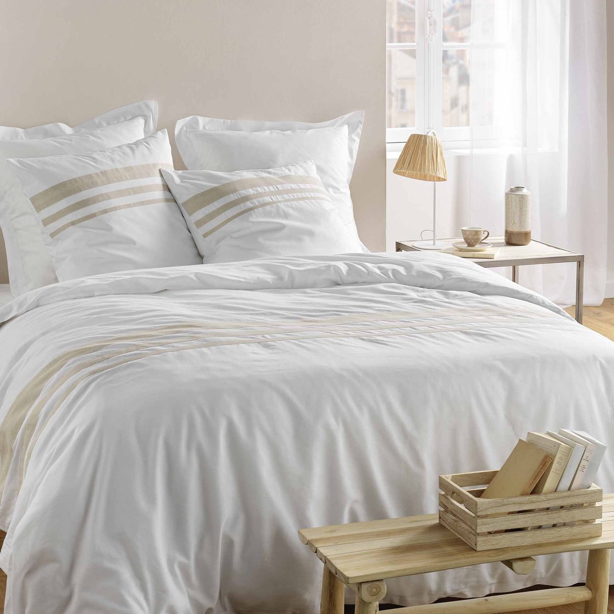 Complete bed linen with decorative stripes MARGAUX, 240 x 220 cm