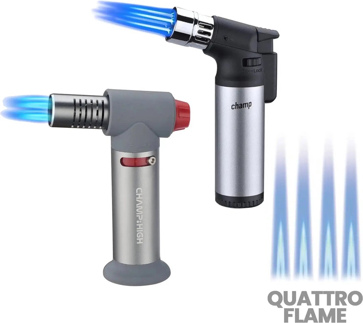Goedkoopste Quattro Pro Aansteker Pakket Zilver - Hervulbare aanstekers - Gasbranders - Vuurwerk aanstekers - Gasaanstekers - Windproof