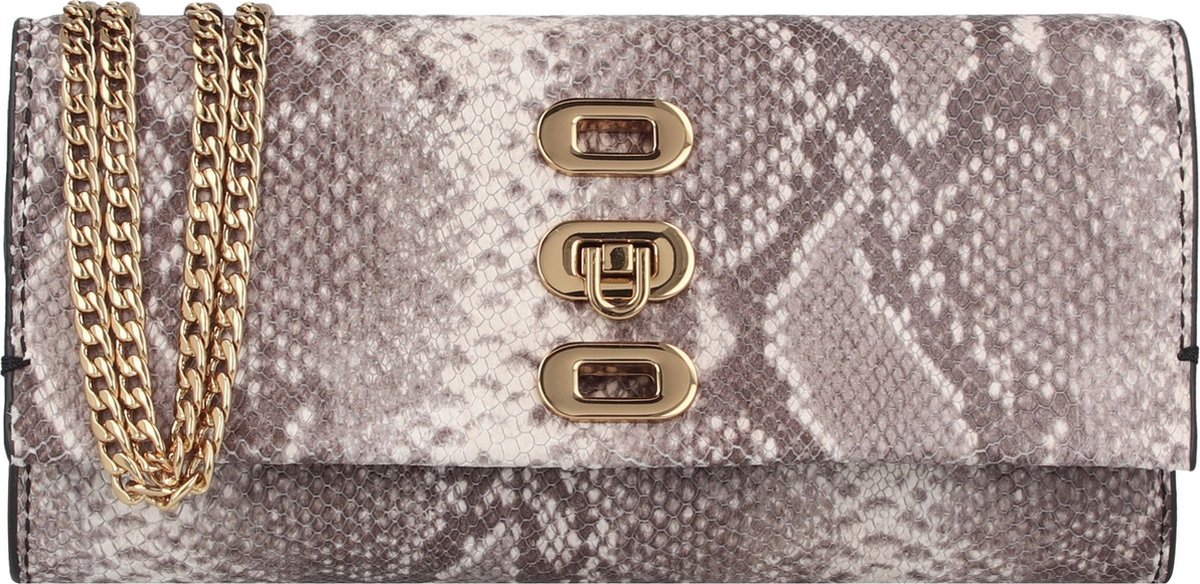 FOSSIL Portemonnee Schoudertas Penrose Wallet Python Grijs