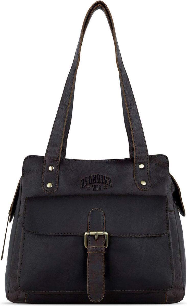 KLONDIKE 1896 Leren Schoudertas Avondtas Rush Zoe Ladies Bag Darkbrown Donkerbruin