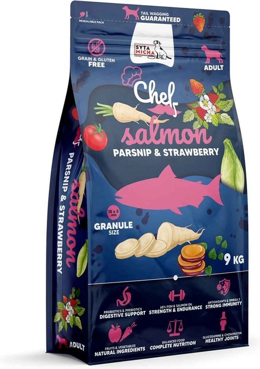 Syta Micha SYTA MICHA Serie - Droogvoer voor Honden - Zalm, Pastinaak en Aardbei - 9kg