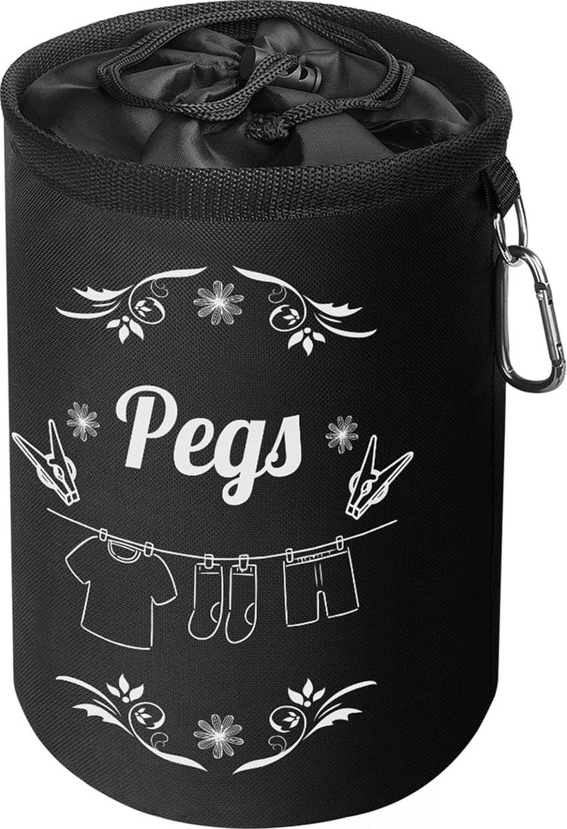 Goedkoopste Ophangzak voor wasknijpers, voor maximaal 150-200 wasknijpers, grote waterdichte wasknijperzak met trekkoordsluiting voor binnen en buiten, pegs opslag (met woorden
