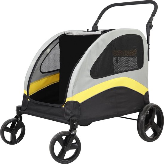 Foto: Heavy duty hondenbuggy voor honden 2 in 1 hondenwagen met afneembare scheidingswand opvouwbare hondenkinderwagen tot 42 kg