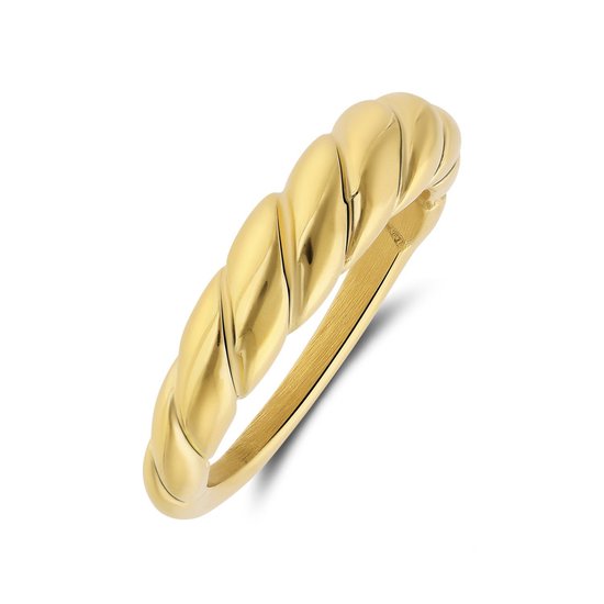 Lucardi Dames Stalen goldplated ring draai 5,5mm - Ring - Staal - Goud - 16 / 50 mm