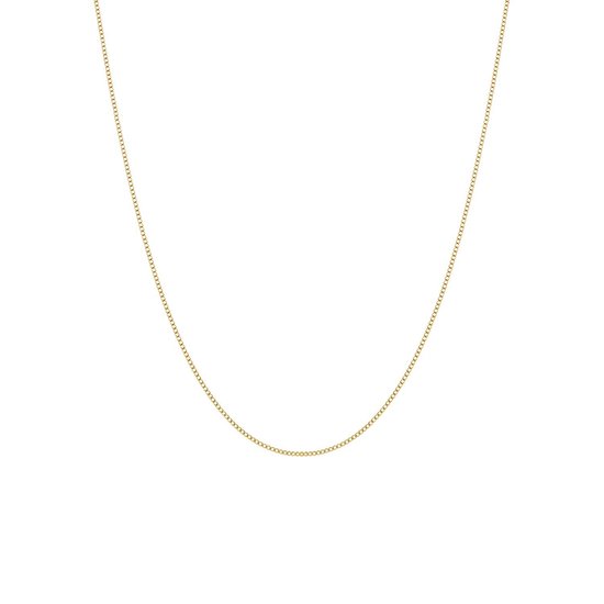 Een slanke, gouden gourmet ketting van 1 mm breed, 45 cm lang.