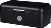 Broodtrommel - zwart - 2,5 liter - 42 x 22 x 16 cm - metaal - lunchbox