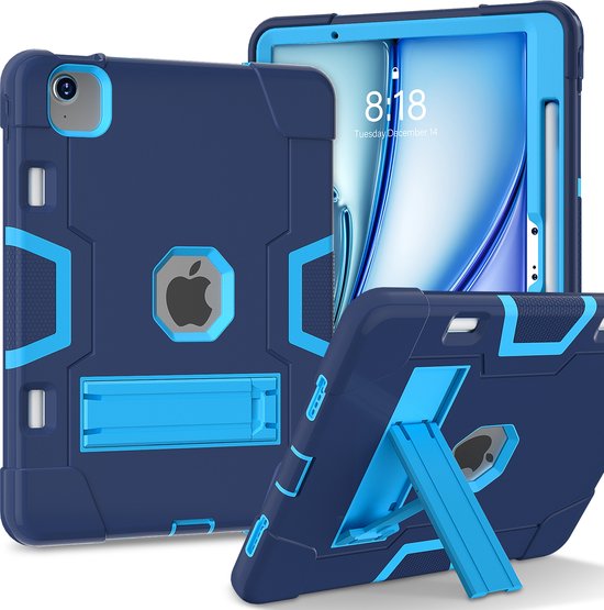 iPad Air 6 (M4 / M3 / M2) / Air 5 / Air 4 - 11 pouces et 10,9 pouces - 6e / 5e / 4e génération Air - Étui - Étui antichoc - Avec support - Extra robuste - Antichoc - Bleu