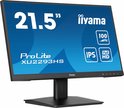 Schuine weergave van een 21.5-inch Full HD IPS monitor van 'iiyama', met 100 Hz.