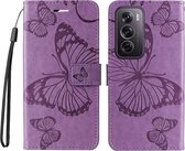 Coverup Butterfly Book Case - Convient pour la coque OPPO Reno12 Pro - Violet