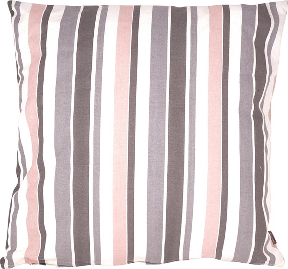 Linen & More Happy Stripe Roze Grijs Kussen | 60 X 60 | Sierkussen Voor Woonkamer Of Slaapkamer