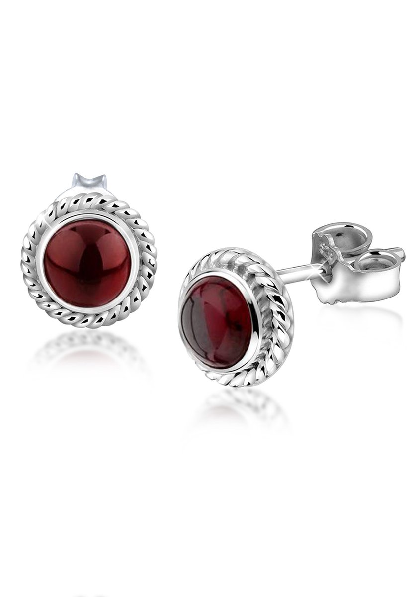 Nenalina - Oorbellen - Boho Granat Geburtsstein Januar Oxid 925 Silber - Dames