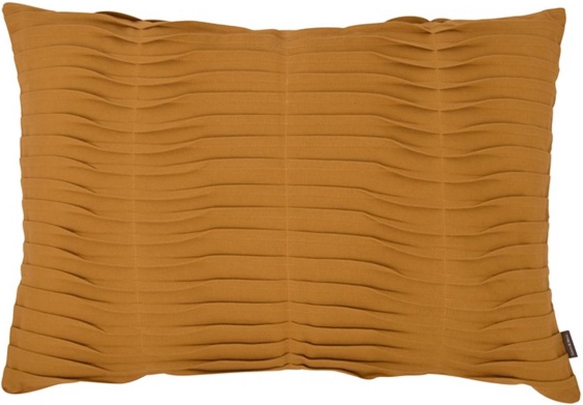 Linen & More Pleated Mustard Gold Kussen | 40 X 60 | Sierkussen Voor Woonkamer Of Slaapkamer Goud