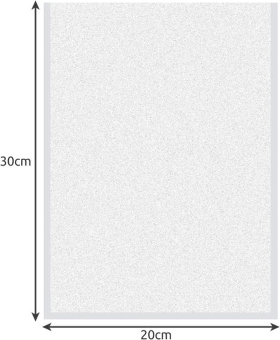 Afmetingen van een vacuümzak: 30 cm lang en 20 cm breed.