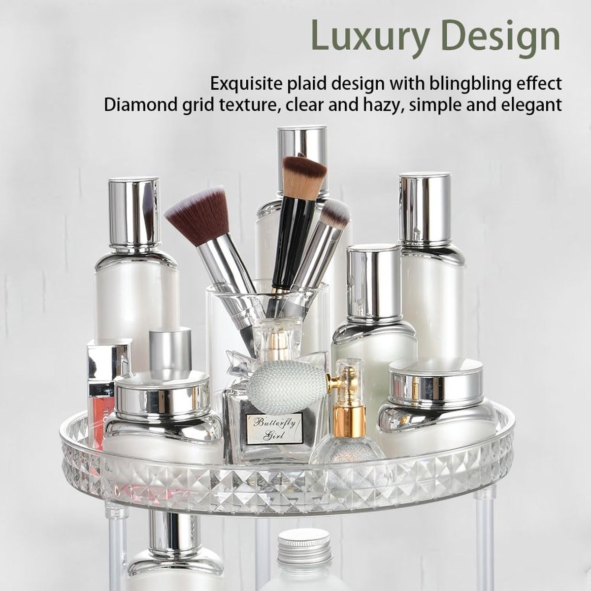 Make-up organizer 3 etages 360 graden draaibaar cosmetica-organizer multifunctionele make-up-organizer met grote capaciteit cosmetica-organizer voor make-uptafel badkamer slaapkamer
