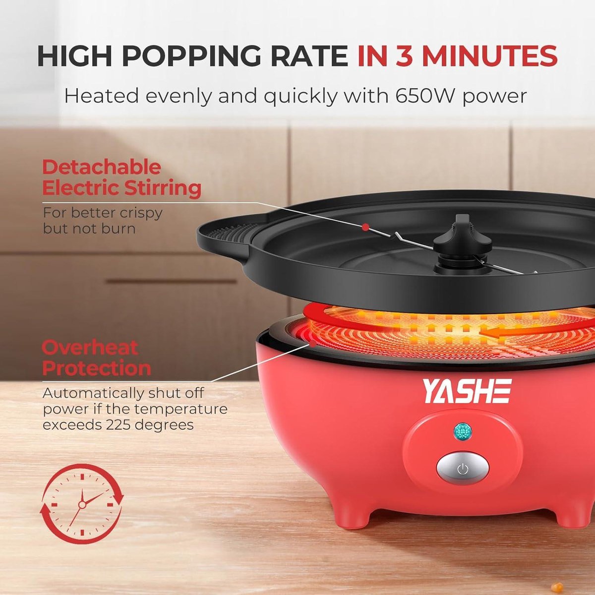 Podazz De elektrische popcornmachine met 1200 watt kan