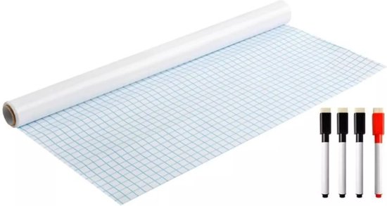 Foto: Whiteboard folie 200x45 cm zelfklevend whiteboardfolie incl markers stiften en wisser