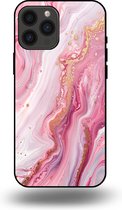 Smartphonica Telefoonhoesje geschikt voor iPhone 13 Pro Max met marmer opdruk - TPU backcover case marble design - Roze geschikt voor iPhone 13 Pro Max