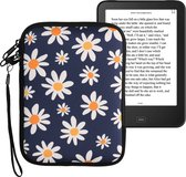 kwmobile Universele Cover voor eReader - Neopreen hoesje Madeliefjes design blauw / wit / geel - 17 x 12 x 2 cm