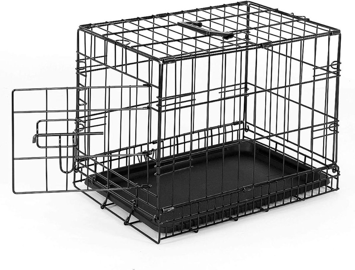 MKSS® Luxe Hondenbench - Kattenbench - Kattenren - Hondenhok Buiten en Binnen - 50x35cm - RVS - Zwart