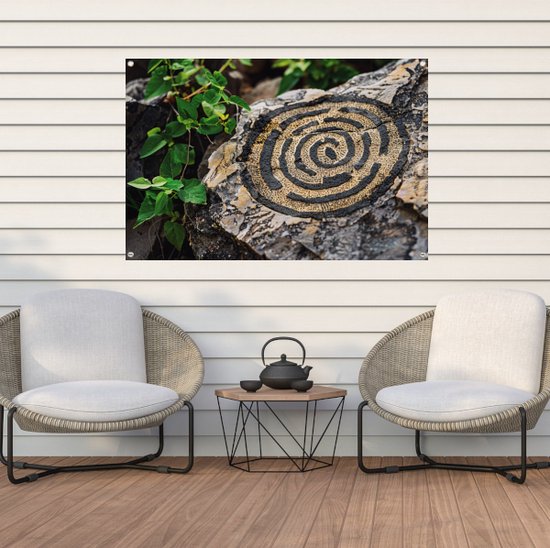 Affiches en pierre - Affiches nature - Affiche de jardin Cercle - Décoration de balcon - Clôture de peinture extérieure - Décoration de jardin décoration murale affiche de jardin 75x50 cm