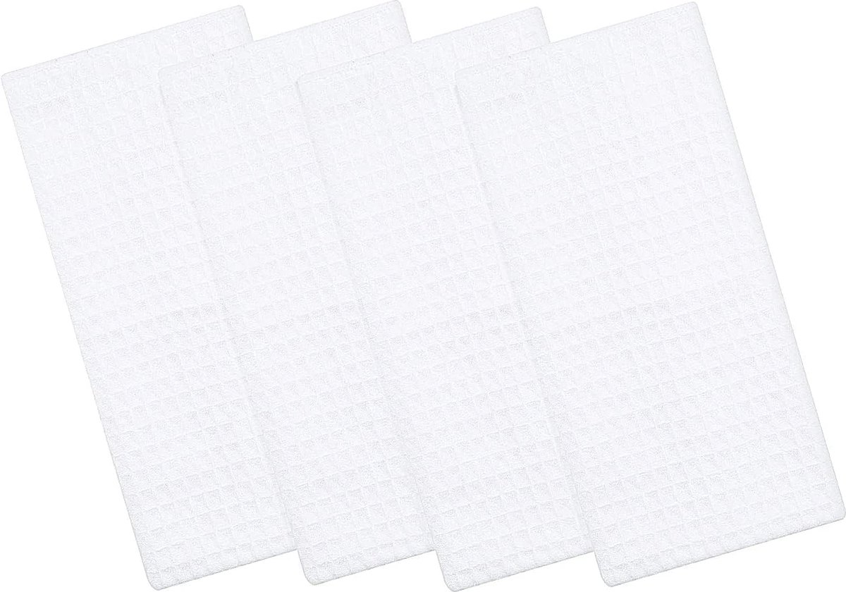 Origineel Theedoeken set van 4 microvezeldoeken super absorberende theedoeken zachte theedoeken poetsdoeken keukenhanddoeken 40 x 70 cm wit
