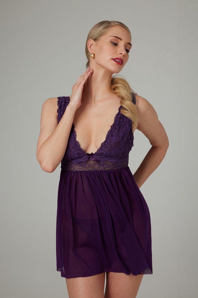 Goedkoopste Christine le Duc - Babydoll en String - Lingerie Erotisch - Lieve - Paars