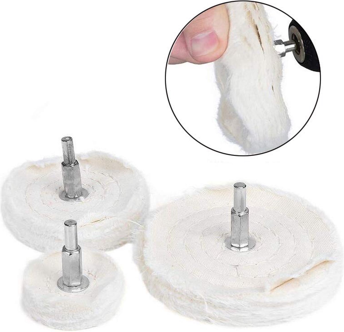 Polissage Roue Moto Voiture Disque De Polissage Coton Pour Perceuse - Forme Conique - Pour Métal, Inox, Aluminium, Wood
