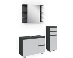 Vicco J-Shape Badkamermeubel set – 3 delen, met midikast Antraciet 3 delen, met midikast