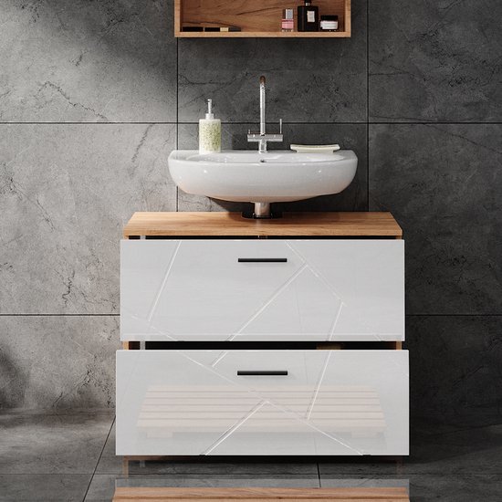 Vicco Badkamermeubelset Irma, Wit hoogglans/goud power