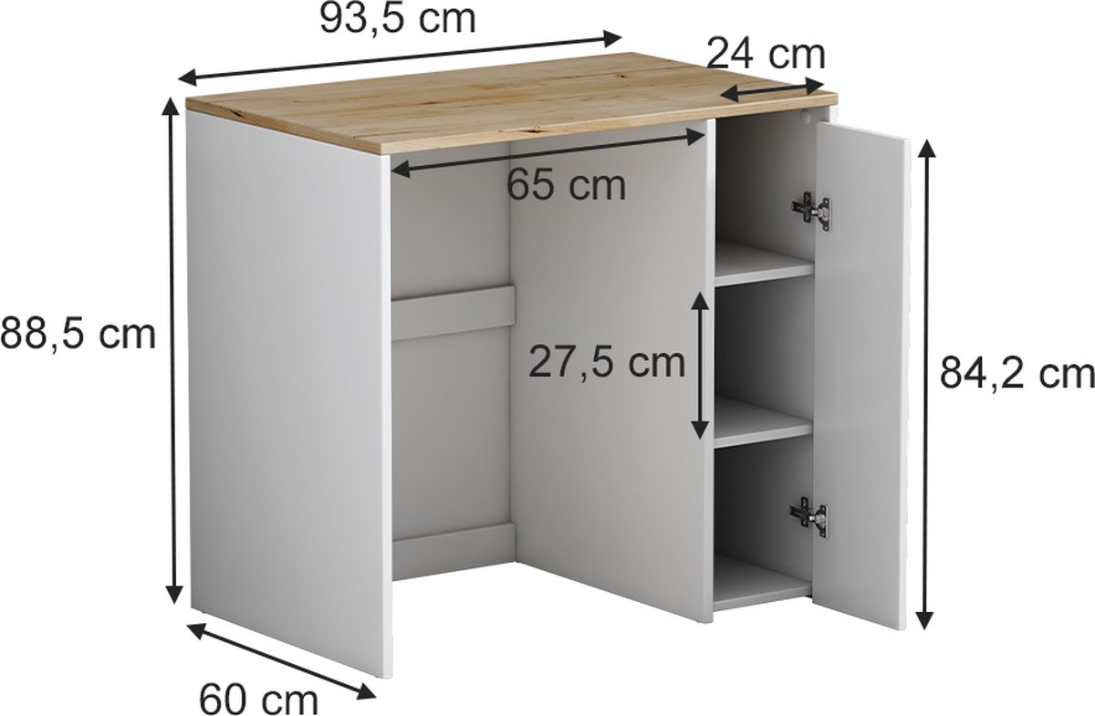 Vicco Waschmaschinenschrank mit Türen Martha Weiß 64 x 190 cm kaufen bei